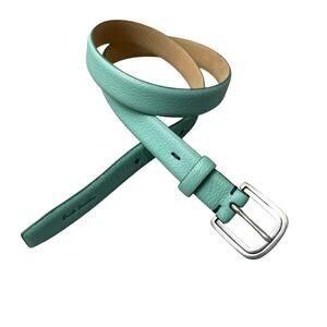 Paul Smith Italian Leather Belt Mens Small Blue Silver Buckle Embossed Logo 1"